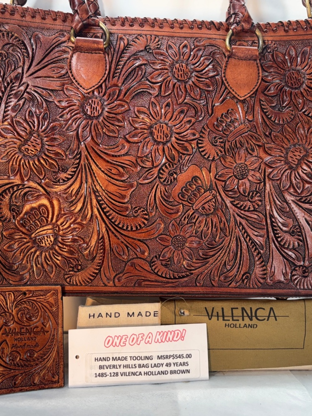 VILENCA HOLLAND-NWT $588.00 HAND MADE,HAND CARVED,HAND WHIP LACED, HAND STAINED!